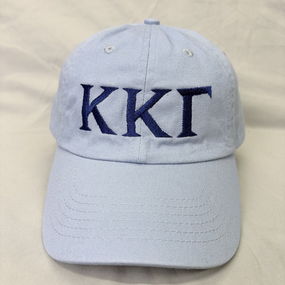 Unbranded KKG Sorority Baseball Hat Women OS Light Blue Greek Embroidery